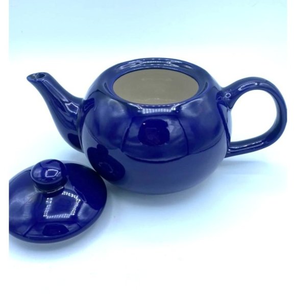 Vintage DesignPac Cobalt Blue Tea Pot/Stands 5 1/2 Inches Tall - Picture 2 of 5